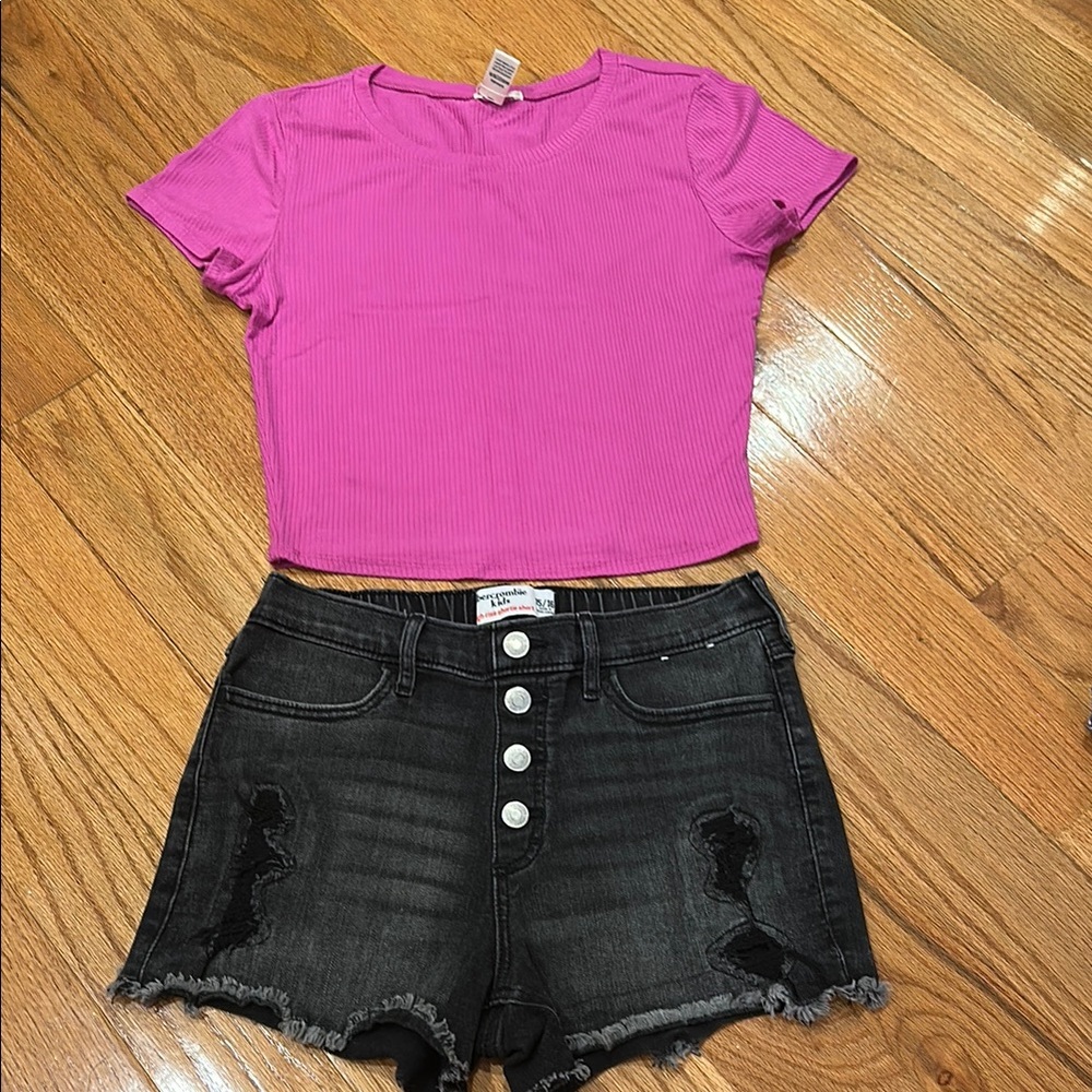 Denim shorts. Black. 
Girls size 15/16.